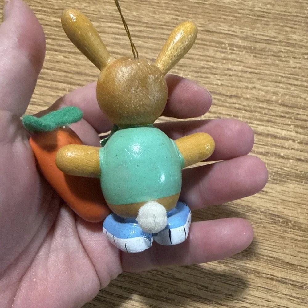 Vintage Dakin‎ & Co. Bunny Carrot Christmas Tree wood Ornaments